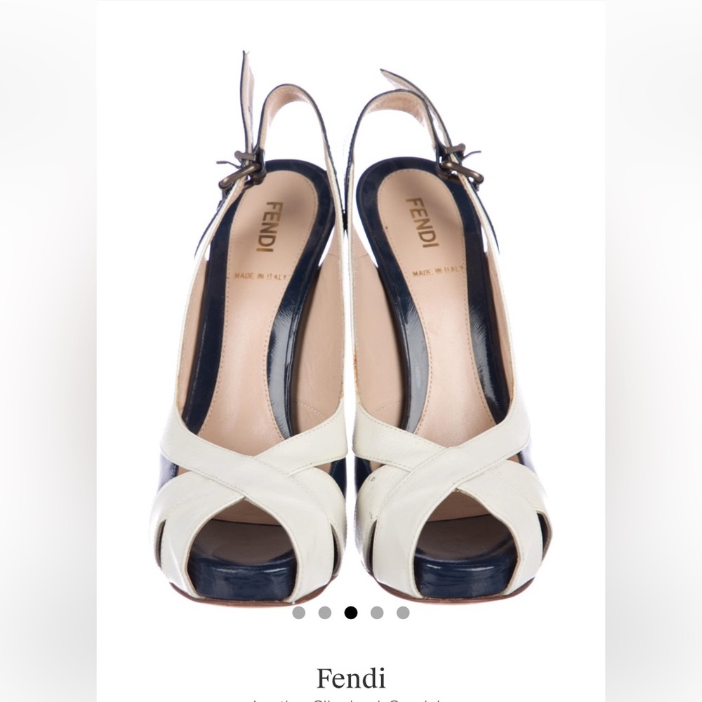 Fendi Heel.  Navy/Cream